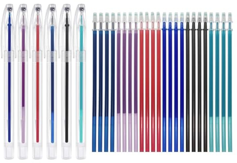 Breeshy 6 Filzstifte für Stoff, hitzebeständig, mit 24 Nachfüllungen, Stoffmarker, geeignet für Quilting- und Nähzubehör