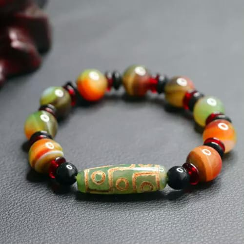 Hochwertiges tibetisches Achat-Mehrfarbiges *9 Augen* Dzi-Perlen-Armband