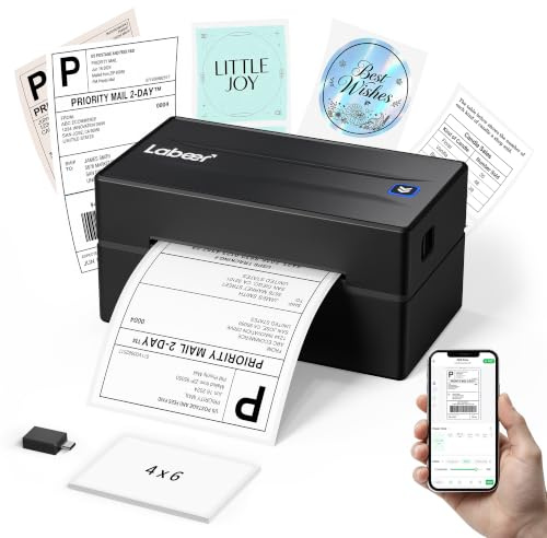 Labeer Bluetooth Thermal Shipping Label Printer, Wireless 4x6 Label Printer | For Home, Office, Warehouse, Factory, Online Sellers & Shipping, Compatible with iPhone, Android, Windows, Mac & Chromebook