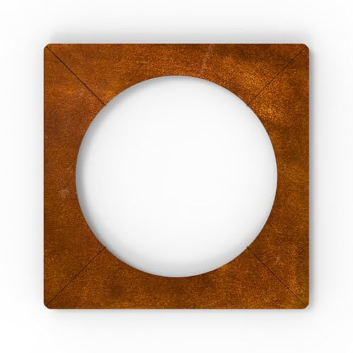 Baumring 60 x 60 cm - Ø 30 cm innen Quadratisch aus 1,5 mm Cortenstahl - Mähkante und Baumrandung - Rasenkante überfahrbar, mit Widerhaken, 4-teilig, Made in Germany