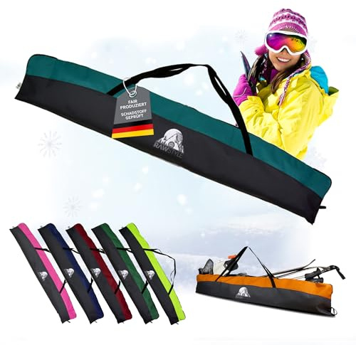 BambiniWelt by Rafael K. Skitasche Ski-Bag Ski-Cover, Skiaufbewahrung | 160cm, 180cm oder 190cm, mit robusten Reißverschlüssen, Logoprint, Tragegriff und Spanngurte, für Ski & Bindung