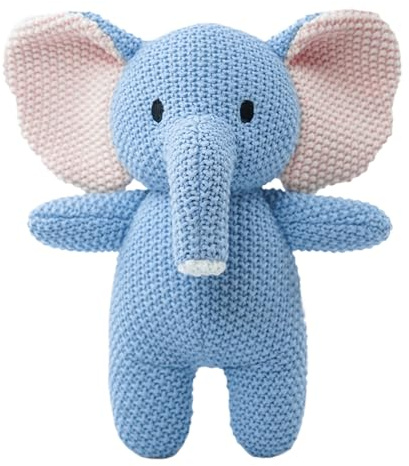Jukeoiu Stoffpuppe, 22cm Plüschtier Gestrickt, Weiche Süße Mädchen Elefant Puppe Gehäkelte Kuscheltier Stofftier, Niedliche Begleiter Für Kinder