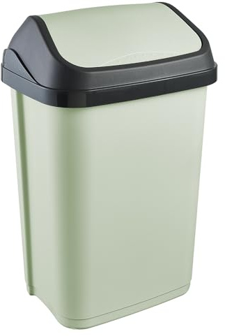 Keeeper Swantje Mülleimer mit Schwingdeckel, Polypropylen, 25 l, 33,5 x 25,5 x 53,5 cm, Grün (Soft Green)