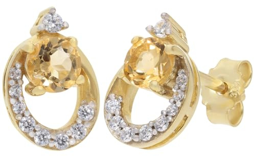trendor Damen-Ohrringe Gold 333 / 8K Ohrstecker Citrin 21181 | liebevoller Ohrschmuck für Frauen, wunderschöne Geschenkidee