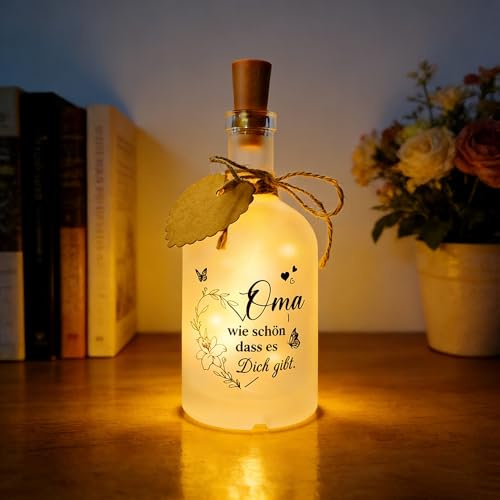 HuaMuDM LED Flaschenlicht mit Spruch,Oma Geschenke Geburtstag