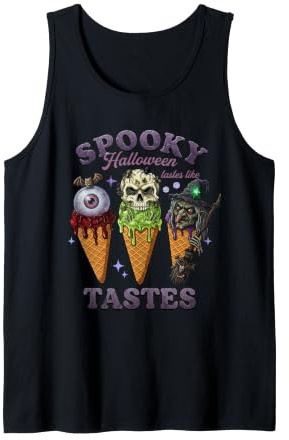 Graphique Effrayant Halloween Ice Cream Witch Skull Eyeball Graphic Débardeur
