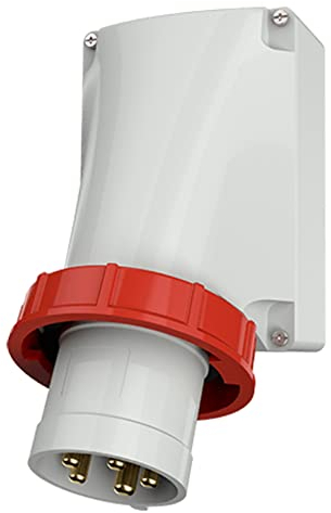Mennekes (Unternehmen) 101200046 Knöpfen Wandmontage, Steckdosen CEE, 400 V, 50–60 Hz., 63 A, 5-polig, IP 67, 5 Paket, rot
