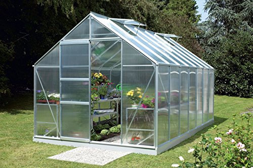 Vitavia Gewächshaus Merkur - Ausführung:11500 HKP 6 mm Alu, Fläche:ca. 11,5 m², Fenster:2, Maße:257 x 445 cm, Sockel:255 x 441 cm,