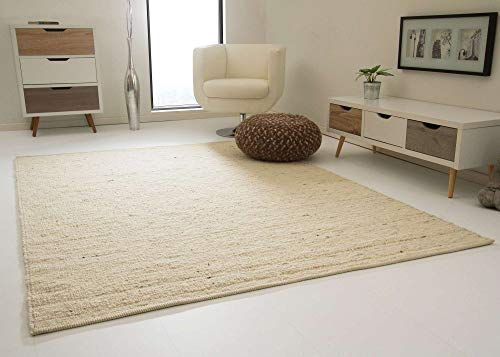 Steffensmeier Landshut Handwebteppich aus 100% Schurwolle - Natur hell, Größe: 250x340 cm