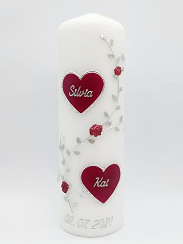 Hochzeitskerze mit Namen & Datum H-68ws in verschiedenen Farben