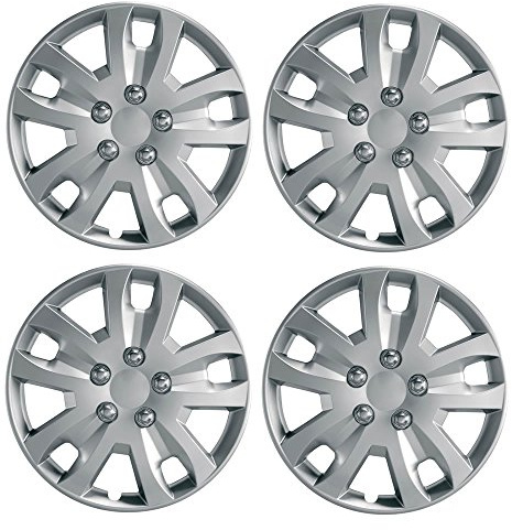 RING 17 Gyro Wheel Trims, Silver (Set of 4) | Impact Resistant ABS, High Gloss Finish, Rust Resistant, Easy Installation, Adjustable Retaining Ring