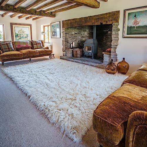 Sheepskin World Flokati Tapis à poils longs en laine Ivoire Couleur naturelle 2000 g 60 x 120 cm