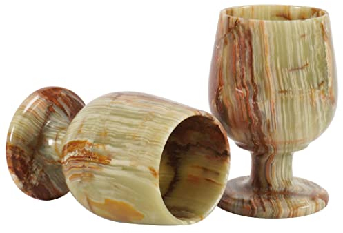 Radicaln Marble Wine Glasses 5'' Green Onyx Handmade Party Drinking Glasses - Cocktail Drinkware for Red and White Wine, Glass Set for Gifts & Home Bar