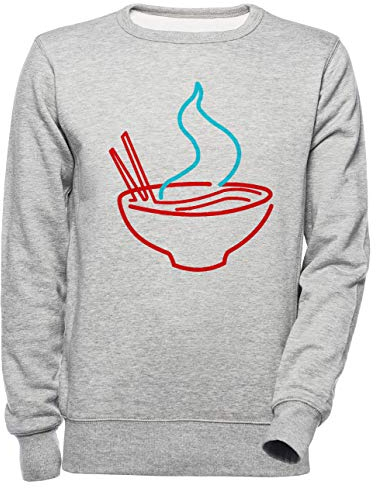 Luxogo Würzig Ramen Nudeln Neon Unisex Grau Jumper Sweatshirt Herren Damen Unisex Grey Jumper Men's Women's