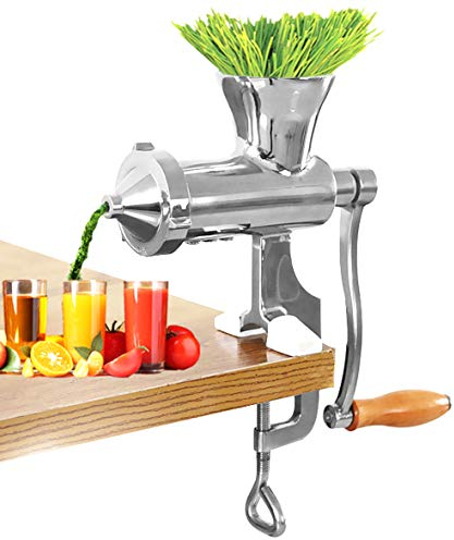 Moongiantgo Manuelle Saftpresse aus Edelstahl, Handpresse für Weizengras, Sellerie, Grünkohl, Spinat, Petersilie, Ingwer, Granatapfel, Apfel, Trauben, Orange (MJ01: Clip-Typ)