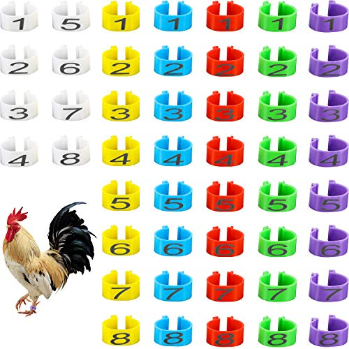 Weewooday 48 Stück Hähnchen Beinringe Mehrfarbige Hähnchen Identifikation Beinbänder Nummerierter Clip an Geflügel Beinringen für Gamefowl Truthahn Ente Gans Guinea (16 mm)