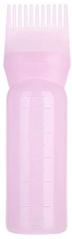 Uxsiya Hair Dye Brush Bottle Shampoo Bottle Oil Coloring Dispensing Applicator Brush Tip Tools with 120ml Capacity for Hair Dyeing(Pink)