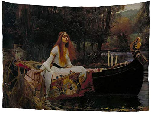 SEANATIVE World Classic Art Masterpiece Tapestry Series John William Waterhouse The Lady of Shalott Pre-Raphaelite1888. Classical Art Tapestry Antique Vintage Collection Home Decor S