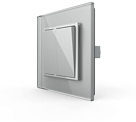 LIVOLO 2 Gang Wipp Wechselschalter Serienschalter Schalter Lichtschalter grau 2-Fach inklusive Glasblende