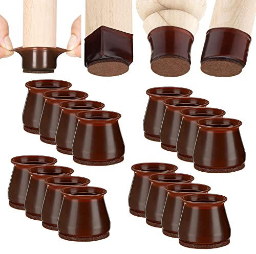 Aneaseit Protection Pied de Chaise - 3.8cm x 16 pcs Noyer Foncé - Feutrine en Silicone Doux Qui Protège Le Parquet des Pieds de Meubles - Tampon Patin Protege Chaises - Medium