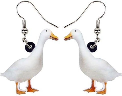 DUOWEI Acryl Nette Mandarin Ente Ohrringe Dangle Ente Schmuck für Frauen Teens Mädchen Charms Geschenke (weiß)