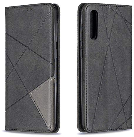 Posanter Kompatibel mit Samsung Galaxy A50 Hülle, Handyhülle Samsung A50, PU Leder Brieftasche Klappbar Handytasche Schutzhülle Klapphülle(Schwarz)