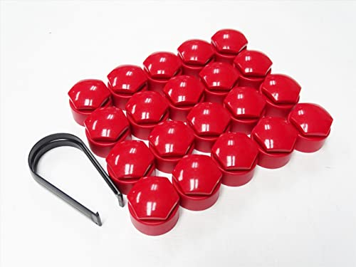 Partsdealers® Runde Radmutterabdeckungen GEMACHT FÜR Audi A1, A3, A4, A5, A6, A7, A8, TT, Q3, Q5, Q7, 17 mm (rot)