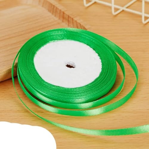 6mm Satinband DIY Handarbeit Nähen Stoff Bastelbedarf Schwarz Weiß Beige Rosa Rot Blau Grün Lila Weihnachtsdeko Band-Obstgrün