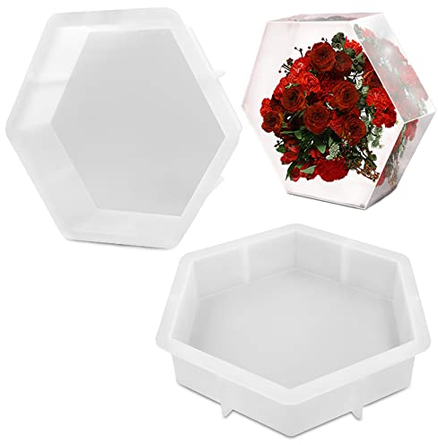 1 Stück Silikonform für sechseckige Bücherregale, lyfLux Epoxidharz, dimensionale sechseckige Form, frische Blumen, Formen von getrockneten Blumen, DIY-Produktion, Raum- und Bürodekoration (5,1 x 20,3