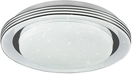 Reality Leuchten LED Deckenleuchte Atria R67042800, Kunststoff weiß, inklusiv 10.5 Watt LED, Starlight Effekt, Fernbedienung