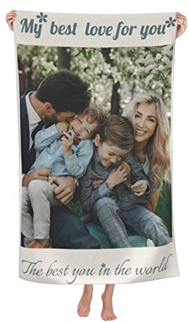 Naispanda Toalla de Playa Personalizada con Foto/Imagen/Texto/Nombre, Toalla Viaje y Piscina de Microfibra, Ultraligera y de Secado rápido para Playa Piscina Camping 130x80 cm