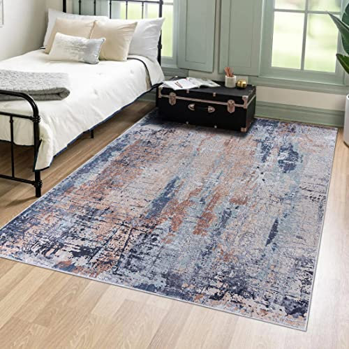 Mazovia Modern Teppich - Kurzflor Waschbar - Weich Teppich für Wohnzimmer, Schlafzimmer, Esszimmer – Teppiche Abstrakt Vintage - Beige Creme Grau 140 x 200 cm