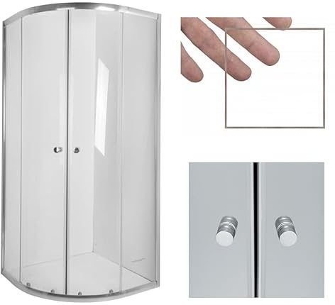 BADLAND Duschkabine Halbrund 90x90 180cm Vitoria Duschabtrennung Transparentes Glas 4mm