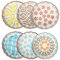 Tranquillo 6er Set Tarteletteform aus Steinzeug mit handgestempeltem Print bunt RETRO, Ø11 x 3 cm