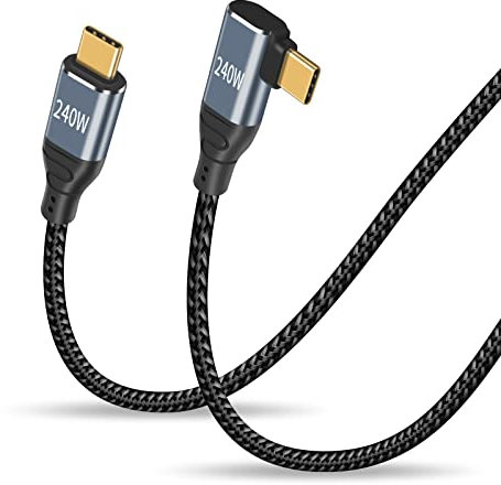 Duttek Cable USB C 2M, Cable 240W USB C Right Angle Charge Rapide, compatible PD3.1 descendant 140W 100W pour MacBook Pro/Air, iPad Pro/Air, Samsung S23/22/21, Pixel, Switch