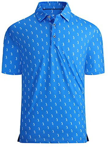 Alex Vando Herren Poloshirt Feuchtigkeitsableitend Kurzarm Atmungsaktiv Druck Golf Polo Shirt Schnelltrocknend Männer Polohemd, royal Sweep Men, XL
