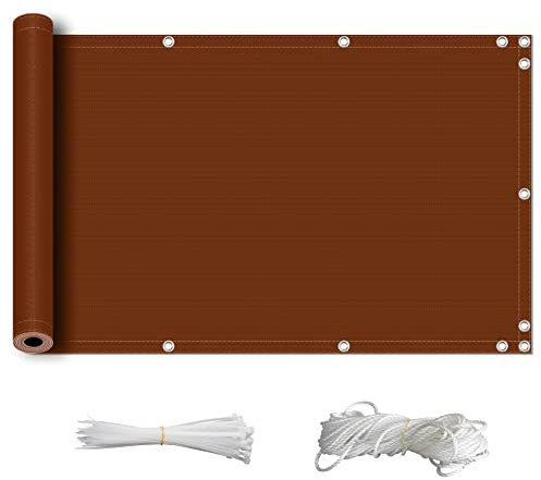 ZQXFZ Sichtschutz 60x300cm Balkon deko Oxford-Stoff Anti-Peeping, Wasserdicht, Staubdicht, Uv-Schutz Unsichtbar Von Innen Oder AußEn BalkongeläNder Sichtschutz -Rost Rot.