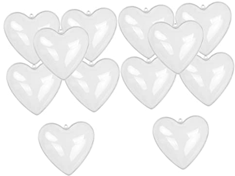 HOMSFOU 12 Pièces Boîte d'amour Transparente Décorations De Coeur Ornements en Plastique Transparent Décor en Verre Boules De Sphère À Remplir Boules De Noël Boule D'Ornement De Noël