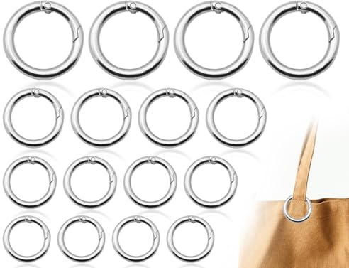 KAPSING 16 Stück Schlüsselanhänger Ringe Edelstahl, Ringkarabiner, Runde Karabinerhaken, Frühling O-Ring, O-Ring Karabiner Silber(Innendurchmesser 13/17/19/25mm)