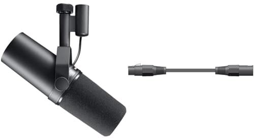 Shure SM7B Vocal Dynamic Microphone Broadcast, Podcast & Recording, XLR Studio Mic Music & Speech, Wide-Range Frequency & XLR Male - XLR Female Cable | Microphone Cable | Black - 0.5M