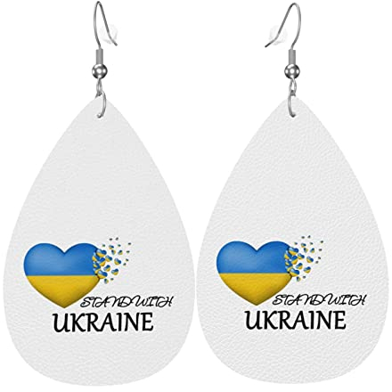 Ohrringe Unterstützen Sie Die Ukraine. Ich Stehe An Der Seite Der Ukraine Leichte Leder Ohrringe Mode Leder Ohrringe Dekorative Baumeln Ohrringe Für Einheitsgröße Mädchen Schmuck