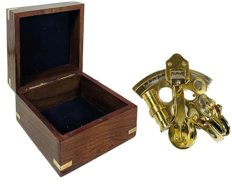 zeitzone Sextant Nautischer Kompass Messing In Holzbox Vintage Antik-Stil