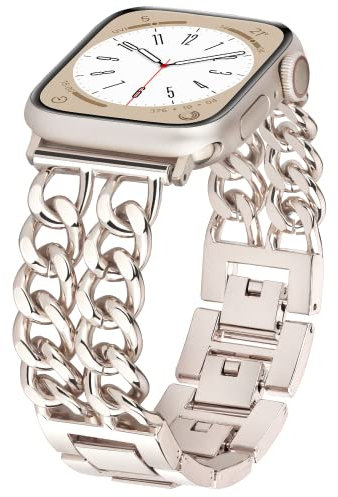 Aniaboho Kompatibel mit Apple Watch 10 Armband 42mm(Series 10) 40mm 41mm 38mm, Doppelketten Damen Metall iWatch Armband für Apple Watch Ultra 2 1 10 9 8 7 6 5 4 3 2 1 SE, Schmuck für Fraue, Polarstern