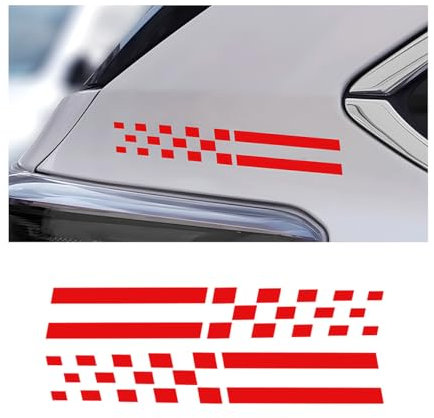 Adunsiaoto 2 Stück Reflektierende Aufkleber für Rückspiegel, Reflektierende Streifen (Rot)