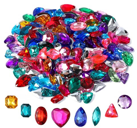 RICHNESS Bejeweled Craft Jewels Jumbo-Glitzerstein-Aufkleber, verschiedene Formen, Farben, Strass-Aufkleber für Kunst- und Bastelprojekte, 160 Stück