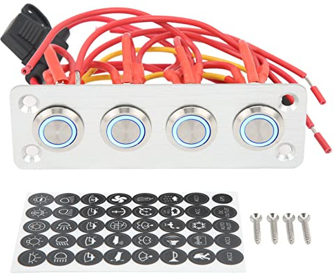 Pannello Interruttori a 4 Gruppi Luce Blu Interruttore a Pulsante in Acciaio Inossidabile Resistente All'acqua Luce LED On Off Controller Pannello Interruttori Marini con 12 V CC Per Barca Camper