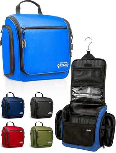 Grande trousse de toilette à suspendre – Trousse de toilette de voyage pour homme et femme – Trousse hygiénique imperméable avec crochet pivotant en métal XXL, fermetures éclair robustes et 19