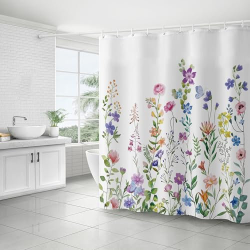 FAIRYGATE Duschvorhang Lang mit Ösen Bathroom Curtain Duschvorhang Badezimmervorhang Anti Schimmel Vorhang Wasserdicht Bath Curtains für Badewanne und Dusche 180x180 cm mit Haken B9813