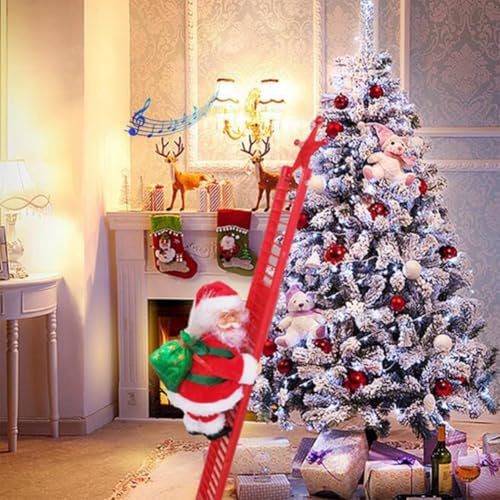 SHJOEE Scala Elettrica di Babbo Natale Scala da Arrampicata per Babbo Natale Ornamento Natalizio Babbo Natale Rampicante Babbo Natale Decorazione Natalizia per Pareti,Finestre,Giardino,Albero di Natal