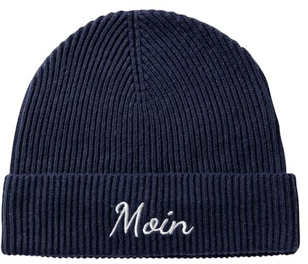 personalisierte Baby Strickmütze aus Baumwolle & Merinowolle (Farbe & Größe wählbar) - Unisex Beanie für Übergang & Winter - Kinder Mütze individuell Bestickt für Familienlook